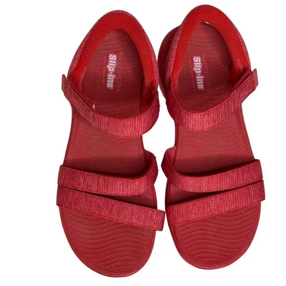 Skechers Women On The Go Glide Step 2.0 Sling Back Sandals Shoes Red 9 bv - Picture 2 of 11